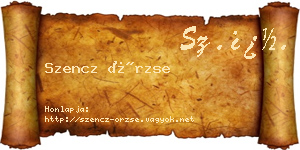 Szencz Örzse névjegykártya